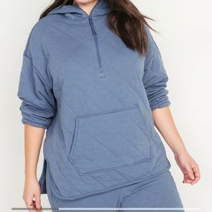 Quilted Half-Zip Tunic Hoodie